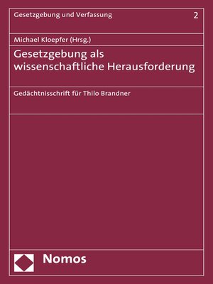 cover image of Gesetzgebung als wissenschaftliche Herausforderung